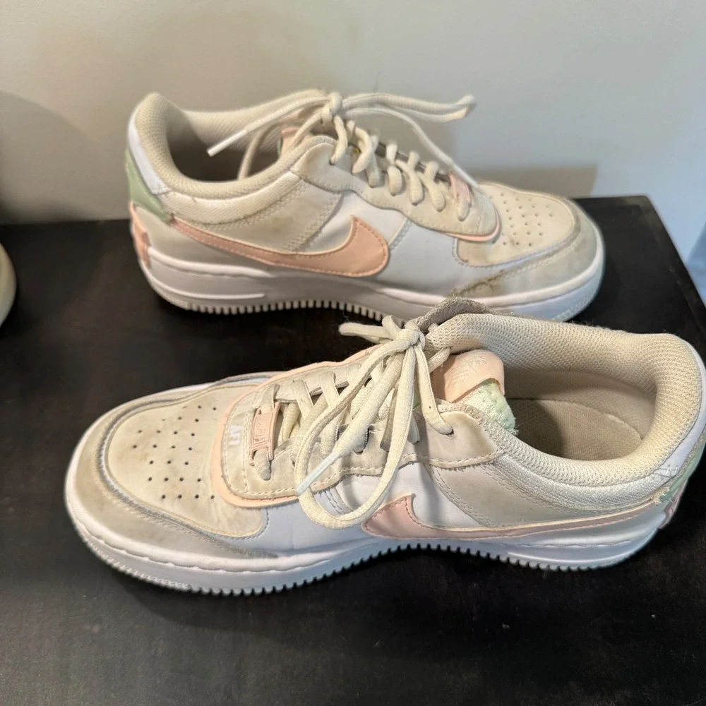 Nike Air Force 1 Shadow Low Top Womens Shoes White‎ Mint Pink Sz 7.5